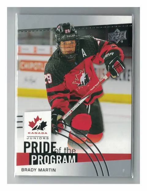 Brady Martin Pride of the Program #90 2025 Team Canada Juniors Hockey Card
