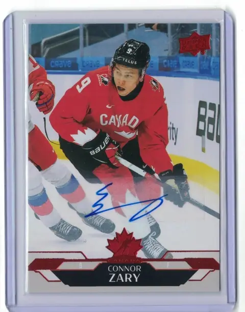 Connor Zary Auto #70 Flames 2026 UD Team Canada Autograph Hockey Card