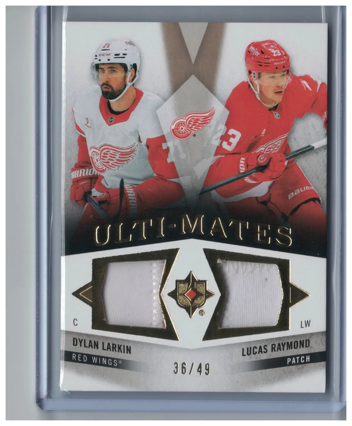 Larkin Raymond Ulti-Mates Dual Patch 36/49 UTM-LR Red Wings 2025-26 UD Ultimate — front
