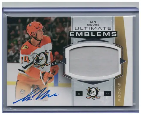 Ian Moore Ultimate Emblems Rookie Auto UER-IM RC Ducks 2025-26 UD Ultimate