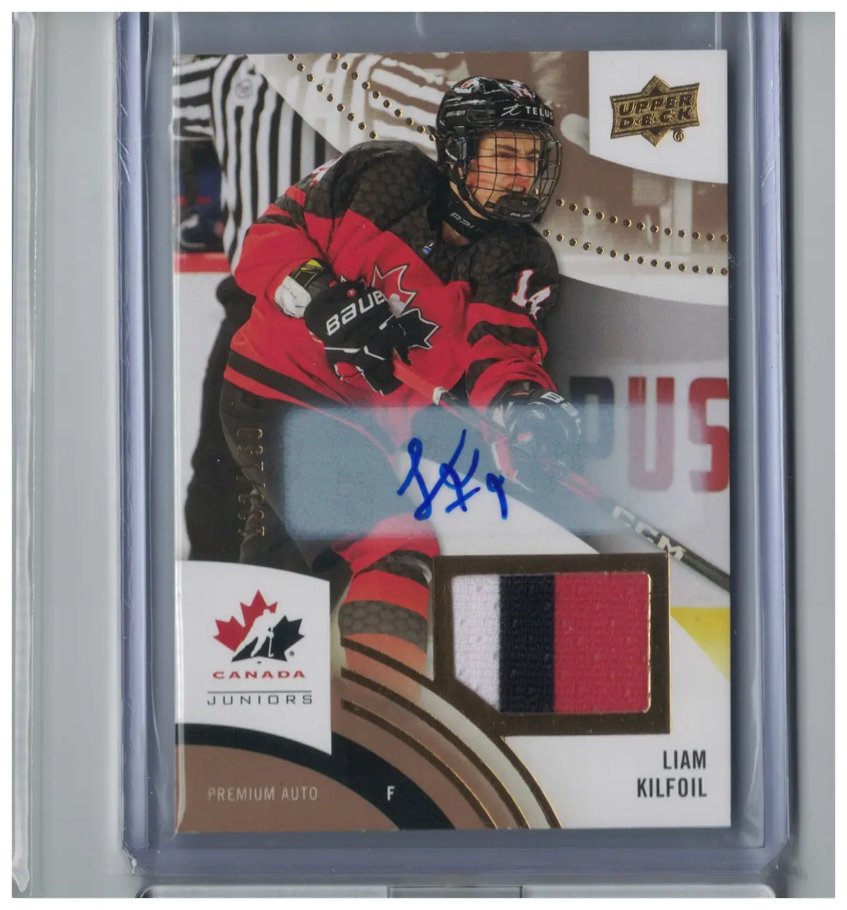 Liam Kilfoil Patch Auto 087/150 #51 2025 UD Team Canada Juniors Premium /150 — front