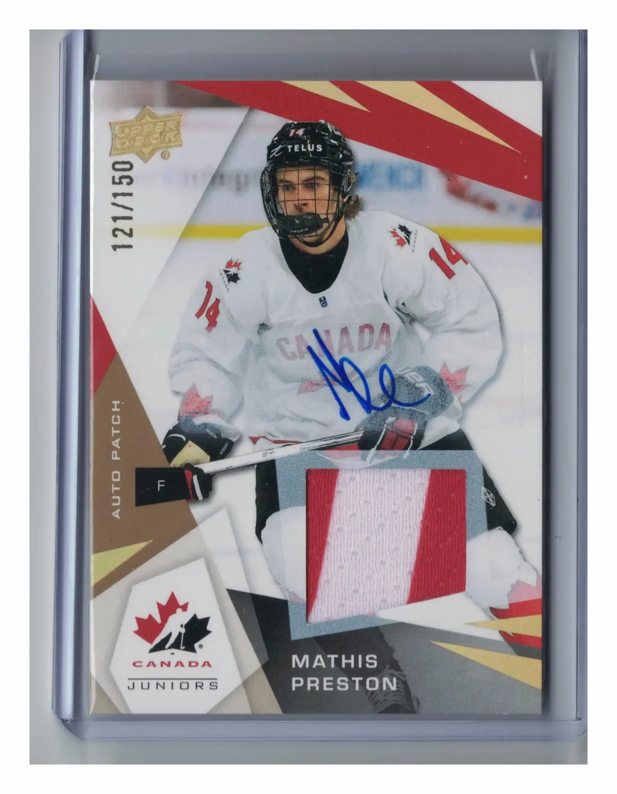 Mathis Preston Auto Patch 121/150 #58 2026 Team Canada Juniors Hockey Card — front